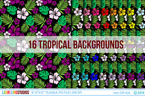 Tropical Hibiscus Background Pattern
