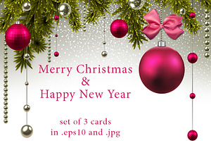 Christmas and New Year cards set