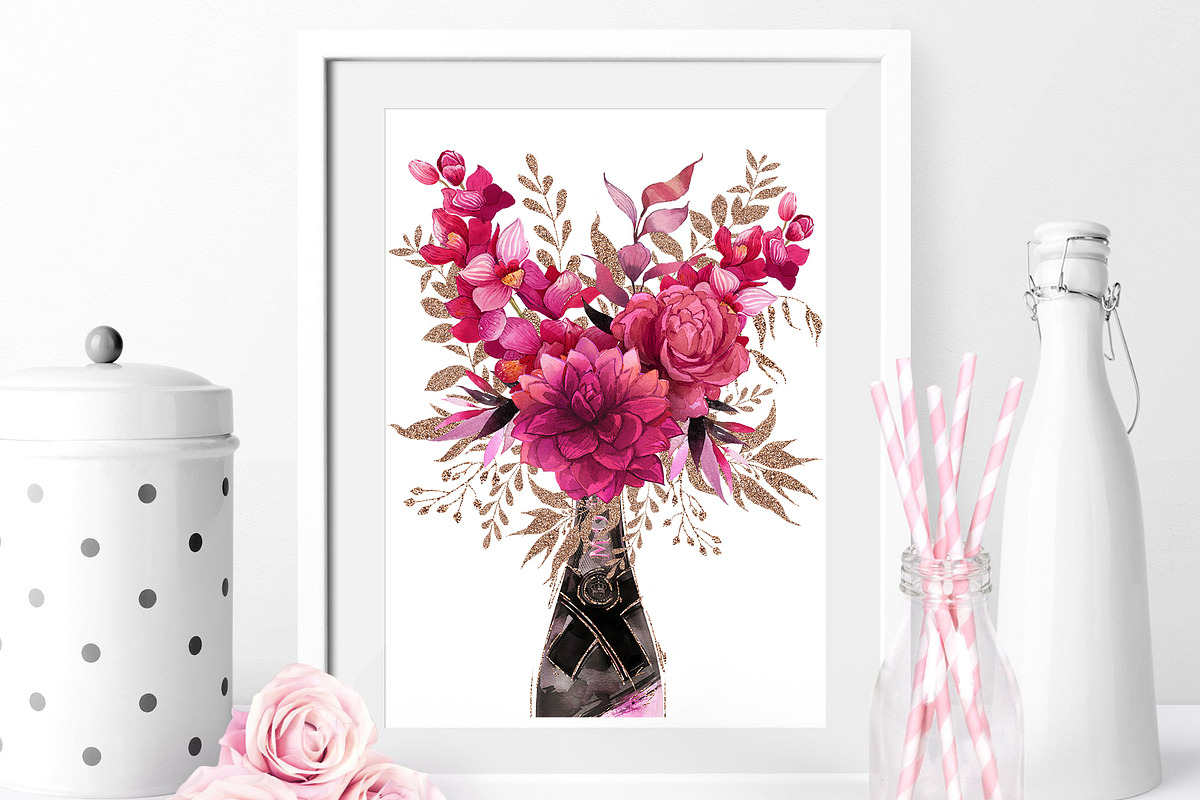 Watercolor floral fashion clipart, an Illustration by KarinkaBU (Photo 8 of 9)