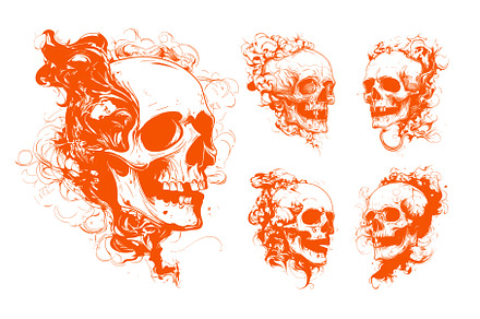 Skull with smoke color ink sketch, an Object Illustration by Onyx