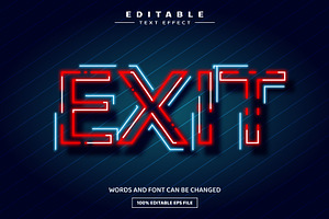 Exit Glow 3D Editable Text Effect