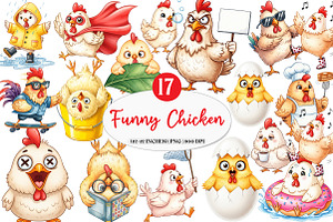 Funny Chicken Clipart, an Illustration by Watercolor design