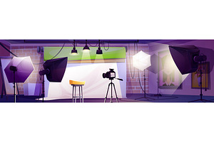 Cartoon photo studio interior, an Object Illustration by art PVP - market
