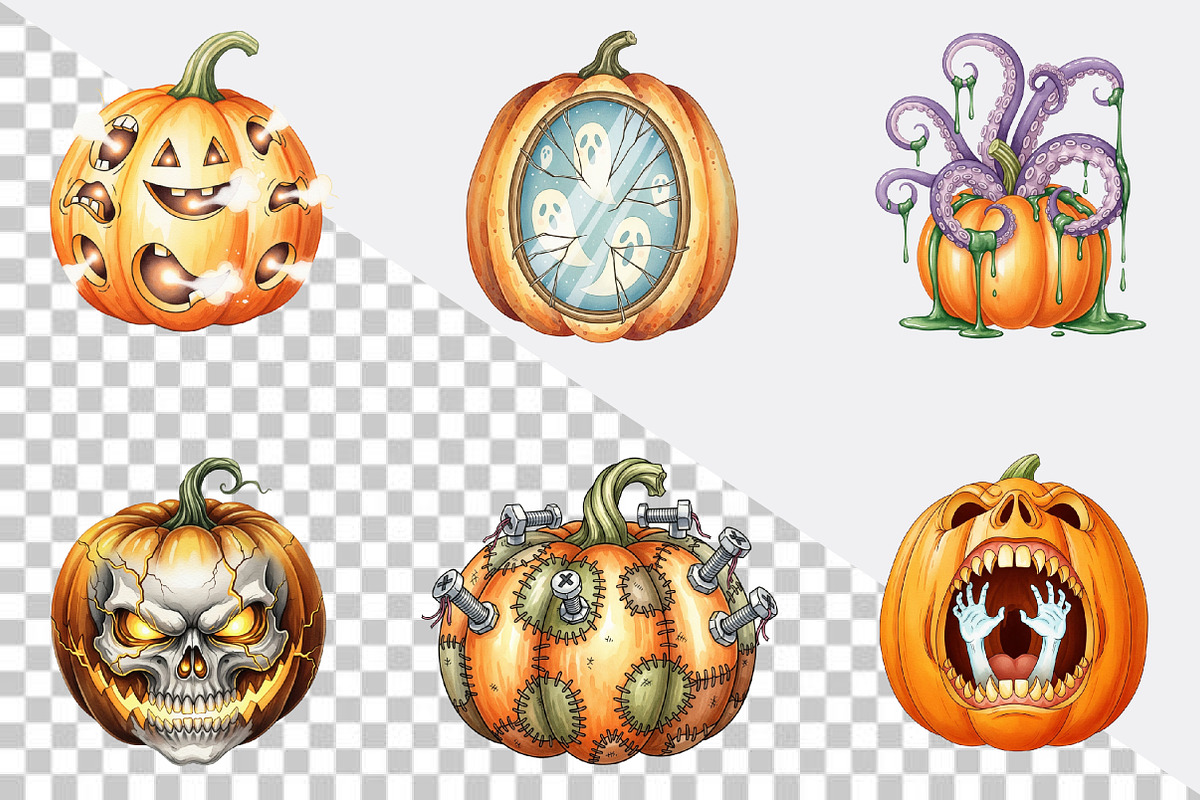 Spooky Halloween Pumpkin  Clipart Bu, an Illustration by SVGArt (Photo 2 of 8)