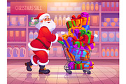 Cartoon Santa with shopping cart, a Seasonal Illustration by Seavector Studio (Thumbnail 3 of 3)