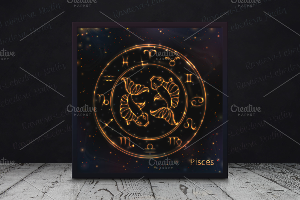SET / GOLDEN ZODIAC SIGNS / VECTOR, an Animal Illustration by Nadin_Lebedeva (Photo 17 of 17)