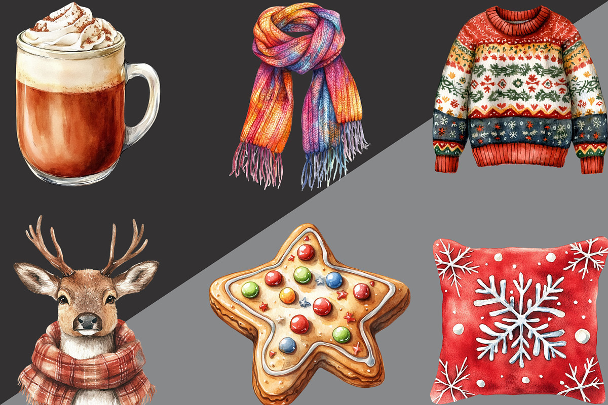 Cozy Christmas Vibes Clipart Bundle, an Illustration by Black Bird Studio (Photo 5 of 6)