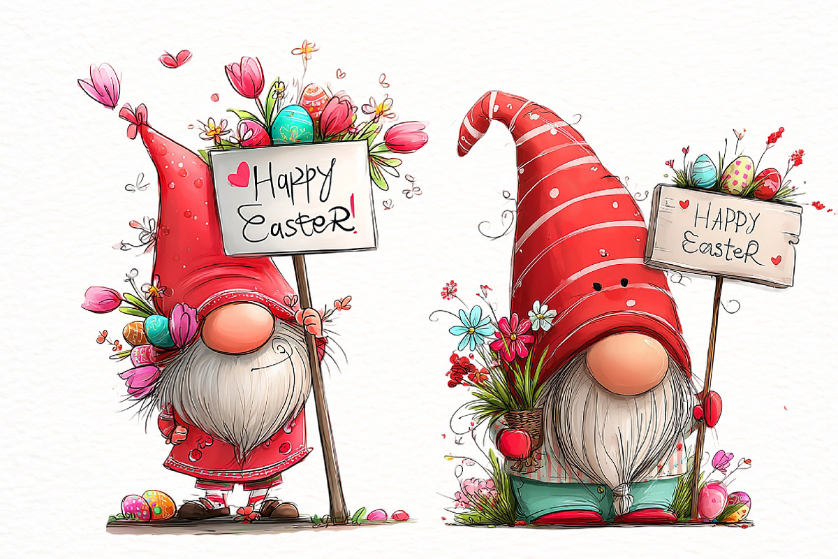 Whimsical Easter gnome Clipart, an Illustration by Designworld (Photo 7 of 7)