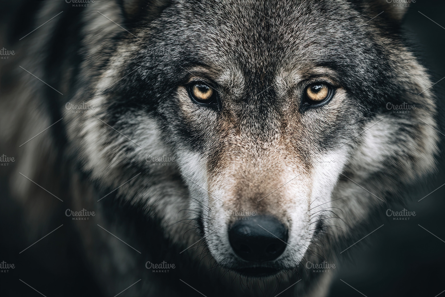 Sharp close up of a gray wolf staring intently at the camera wit, an Animal Photo by Ales Munt