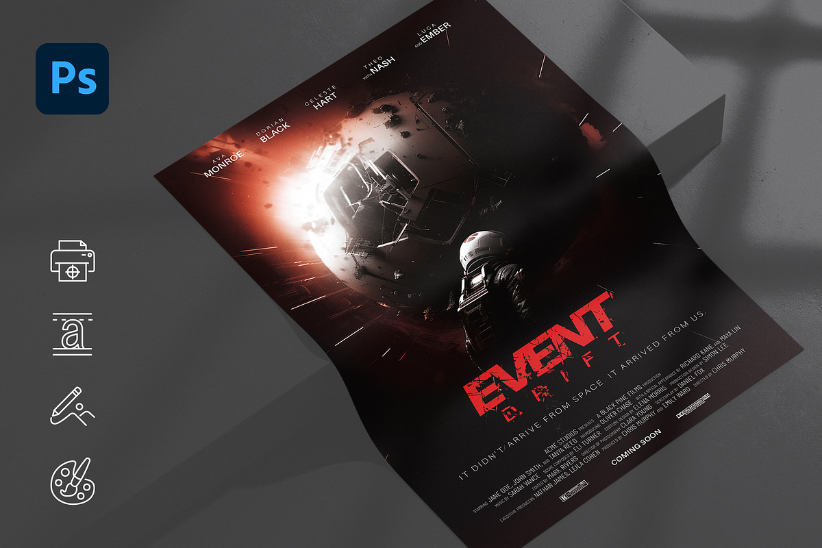 A1 Movie Poster Mockup for Photoshop preview 2