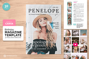 Custom Birthday Magazine Template, a Magazine Template by KloudCanvas