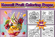 Kawaii Fruit Coloring Pages For Kids, an Animal Illustration by Printable Design Store (Thumbnail 1 of 4)