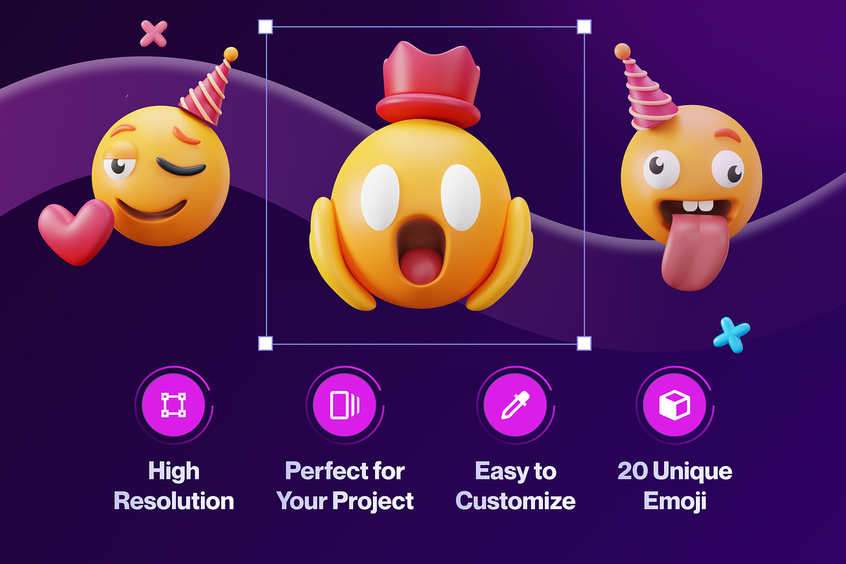 Emoty - 3D Party Emoji, a Characters & Person 3D Model by Illustraly Design (Photo 3 of 8)