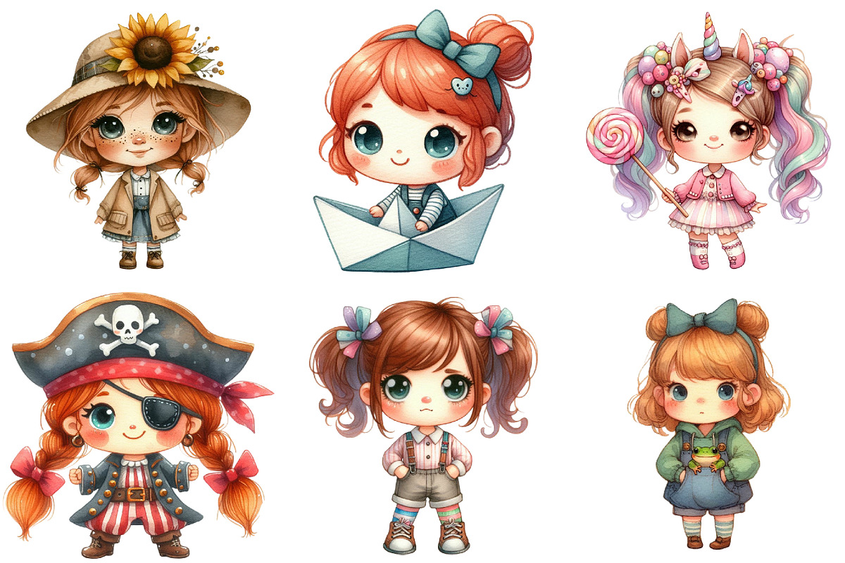 Quirky Cute Little Girl Clipart, an Illustration by Daily.Designs (Photo 2 of 5)