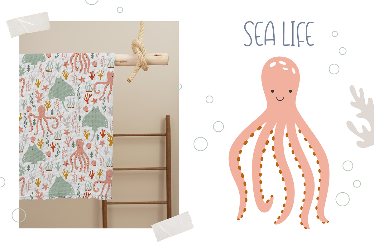 Marine World – cute sea animals, an Animal Illustration by ValeriiaFeeva (Photo 2 of 12)