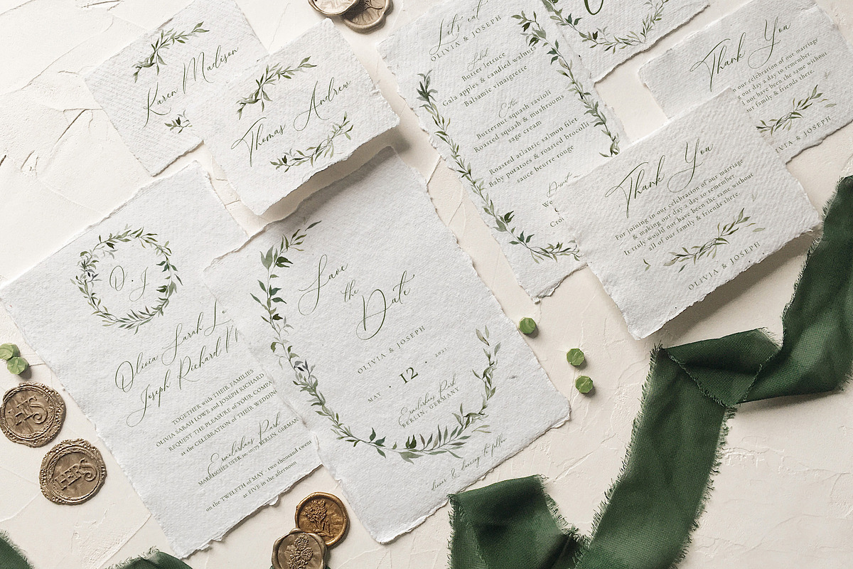 Watercolor Monogram Wedding Suite, an Invitation Template by BlueRobinDesignShop (Photo 12 of 14)