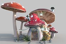 Cute mushroom house by  in 3D