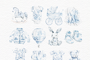 Toile de jouy baby shower clipart, a Decorative Illustration by Invite to Clipart (Thumbnail 2 of 5)