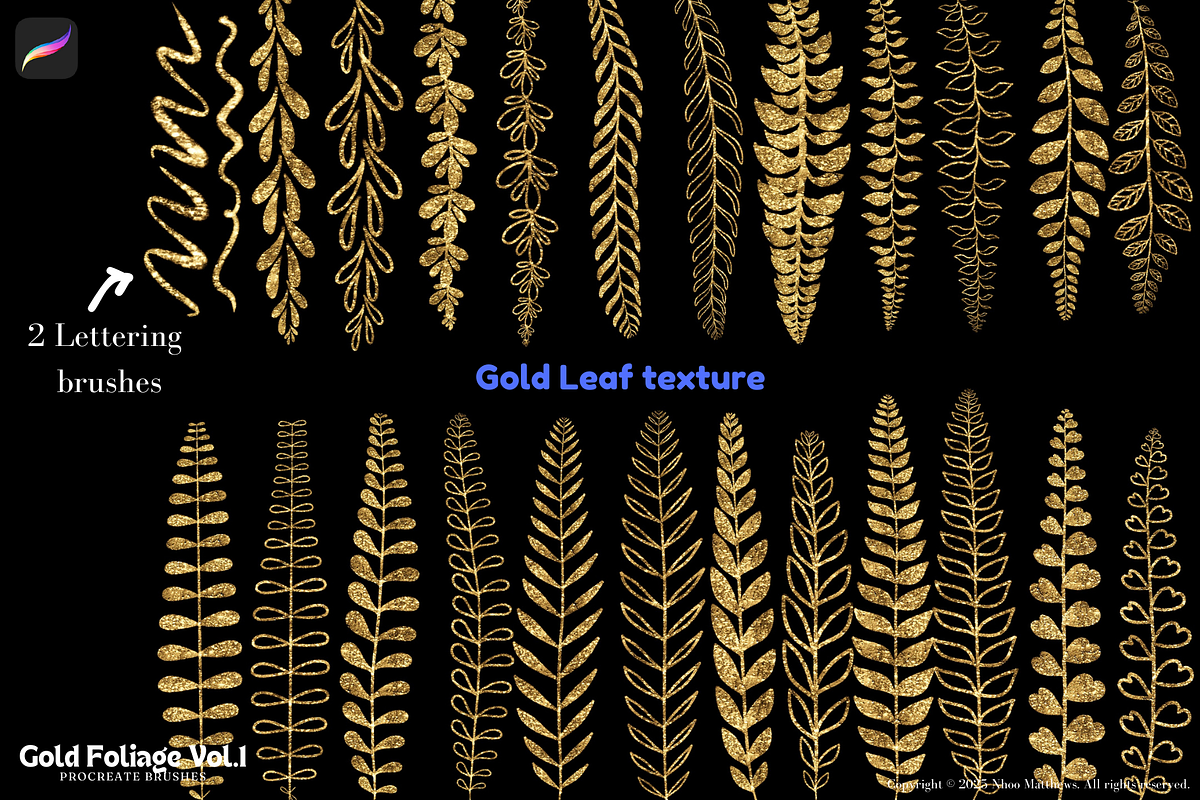 Procreate Brushes Gold Foliage Vol 1, a Brush Add-On by Fashion Workshop Bkk (Photo 7 of 11)