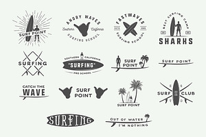 Set Of Vintage Surfing Emblems