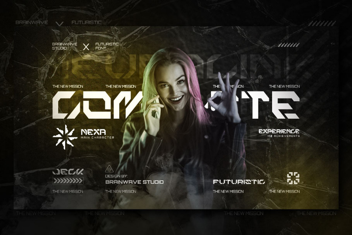 JECK - Futuristic and Cyberpunk Font, a Font by Brainwave (Photo 3 of 9)