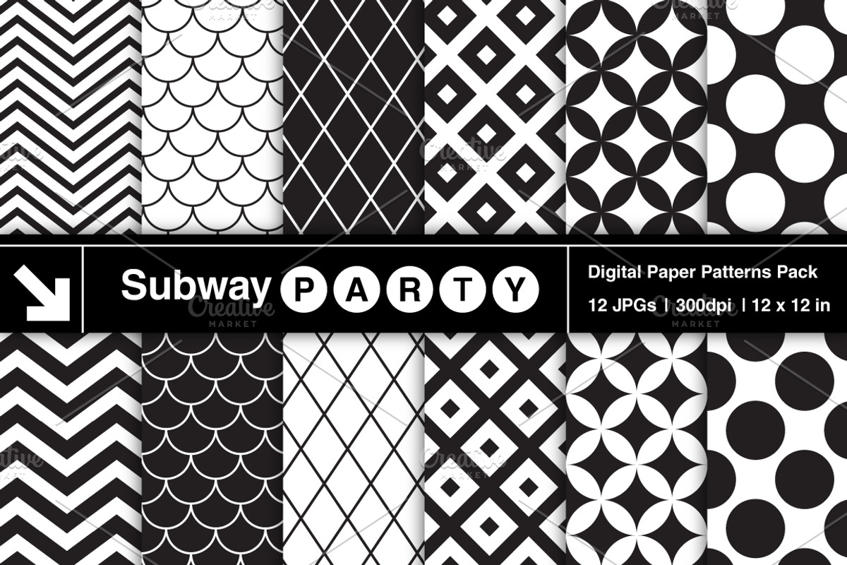 Black White Retro Geometric Papers