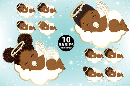 Afro Baby Angel Clipart, Religious