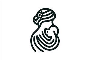 Line Drawing of Mom and Baby, a Branding & Logo Template by Vectorium Studio