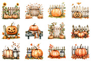 Fall Pumpkin Fence Clipart, an Illustration by CitraGraphics (Thumbnail 2 of 6)