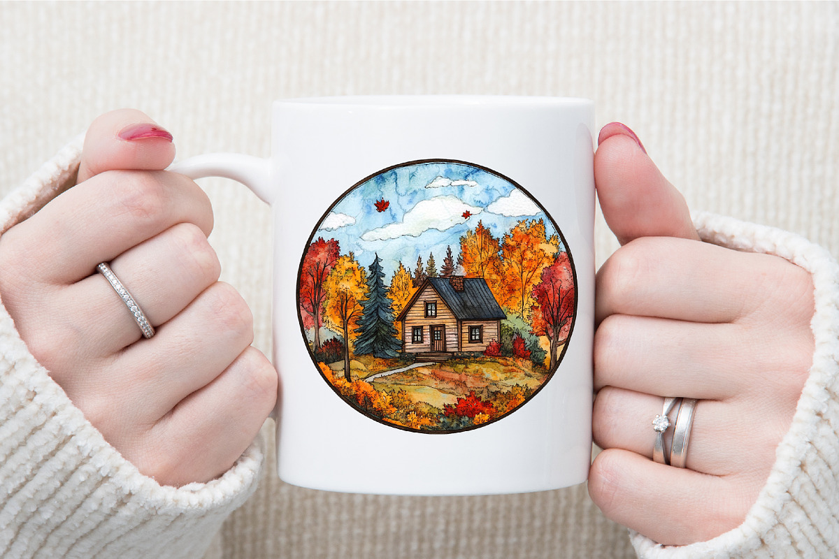 Watercolor Autumn Stained Glass Clip, an Illustration by Sublimation Artist (Photo 5 of 6)