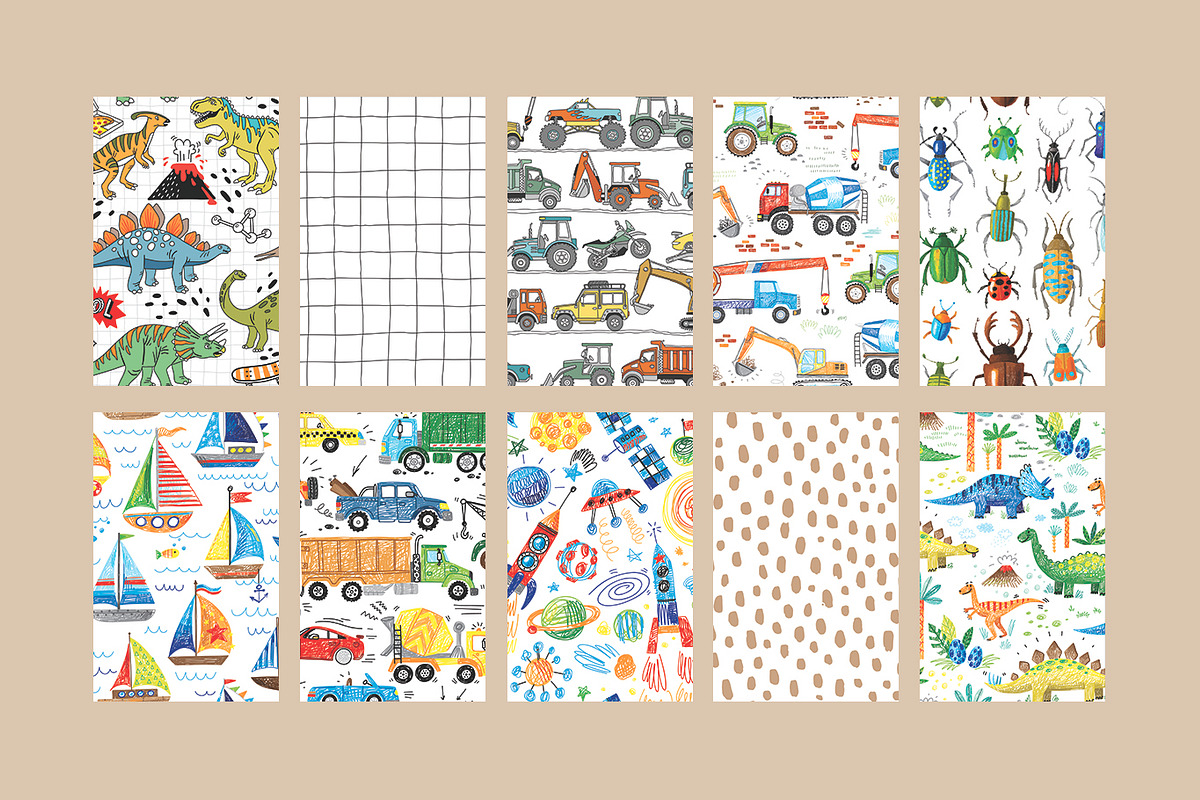 Hand drawn children patterns, a Pattern Graphic by artnLera (Photo 2 of 6)