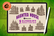 9 Haunted House Stamp Brushes, a Brush Add-On by vectstudio (Thumbnail 1 of 10)
