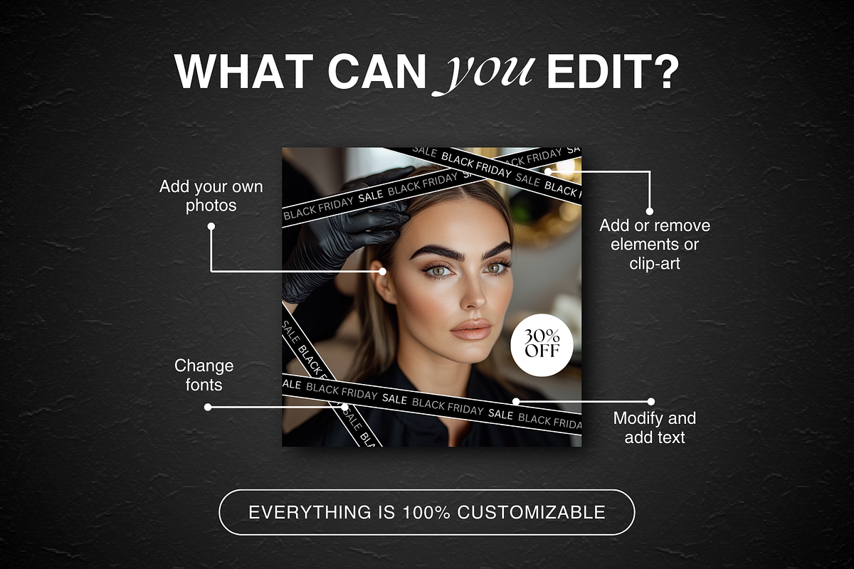 Black Friday Brow Technician Insta, a Social Media Template by DesignsbyMariaStudio (Photo 6 of 10)