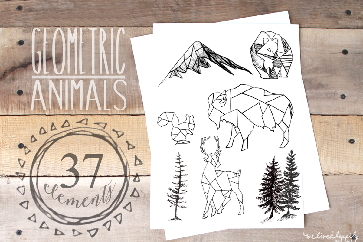 Geometric Animals & Rustic Landscape, an Animal Illustration by WeLivedHappilyEverAfter (Photo 1 of 4)