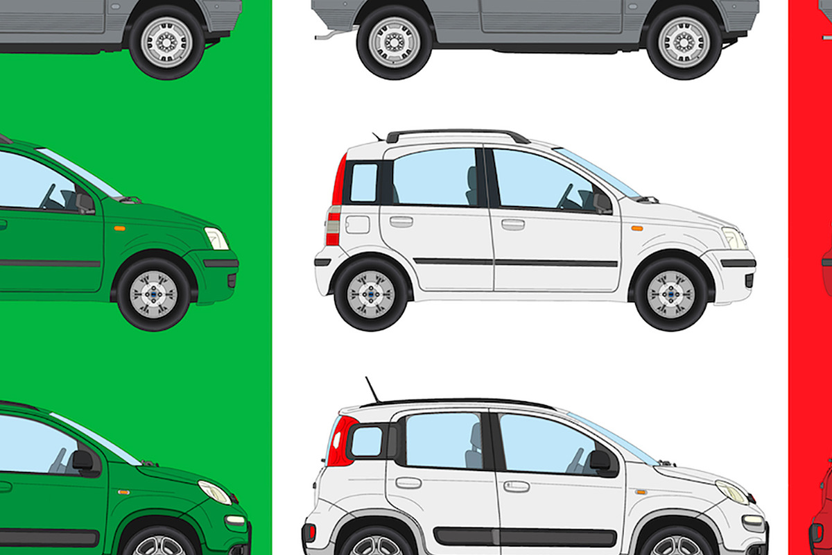 Italian flag with various Fiat Panda, a Transportation Illustration by frizio (Photo 2 of 4)