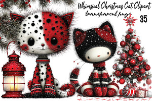 Whimsical Christmas Cat Clipart Bund, an Animal Illustration by SVGArt