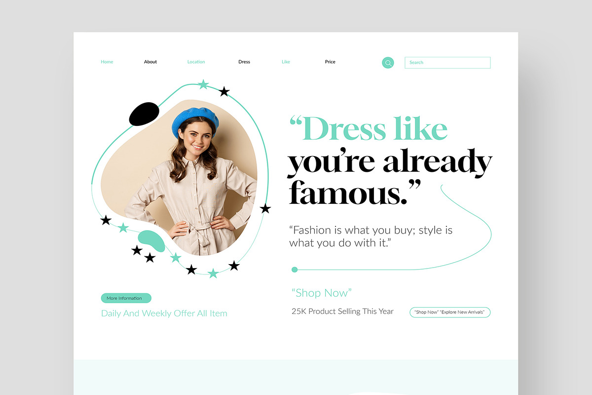 Fashion Landing Page Layout, an UI Kit Template by CreativeShaper (Photo 2 of 6)