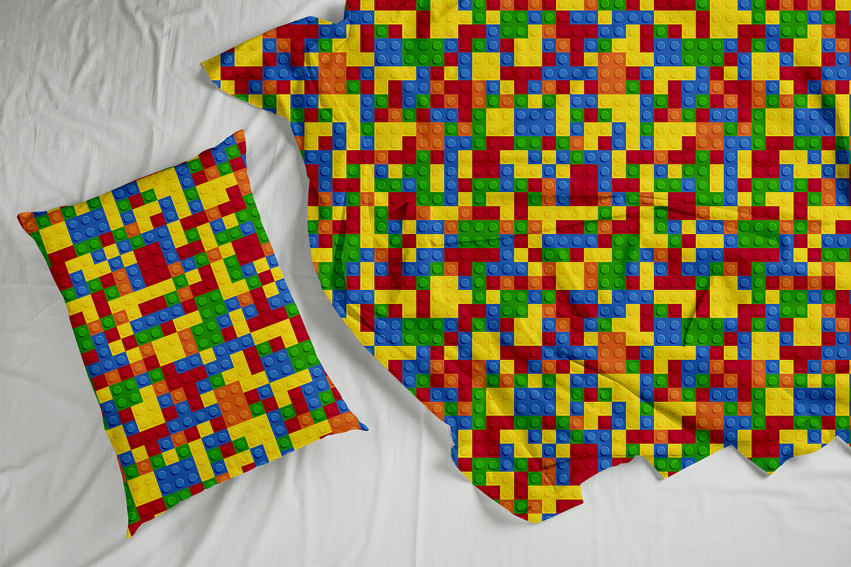 Plastic Toy Bricks Seamless Patterns, a Texture Graphic by Plaid4You (Photo 10 of 11)