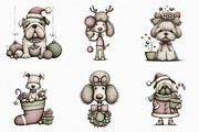 Whimsical Christmas Dog Clipart, a Seasonal Illustration by designcity5 (Thumbnail 3 of 5)