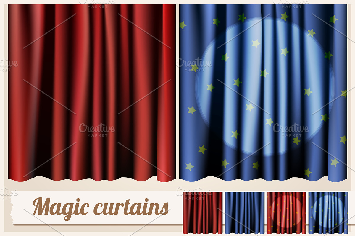 Magic red and blue curtains, an Object Graphic by Ann-zabella