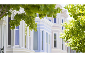Row of colorful Victorian style, an Architecture Photo by Lermont51