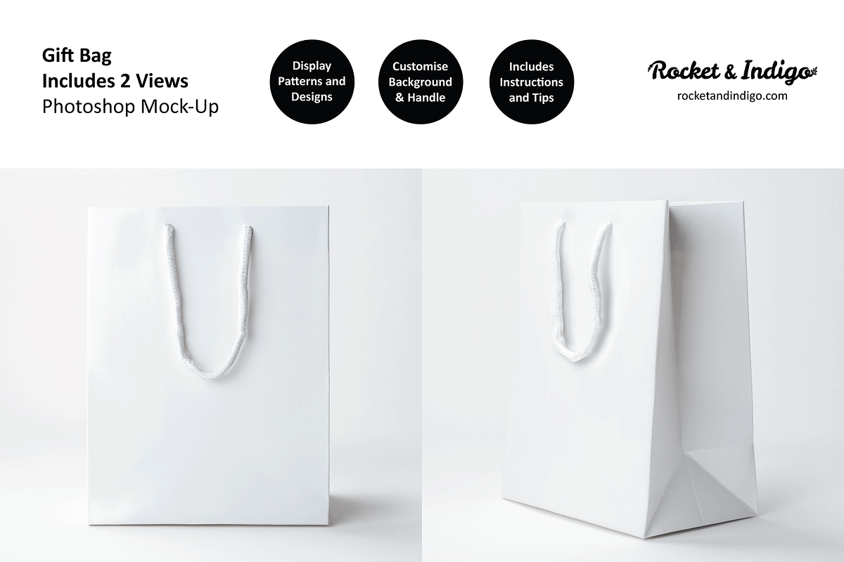 Gift Bag (2 views) Photoshop Mock-Up, a Product Mockup by Rocket & Indigo (Photo 4 of 4)