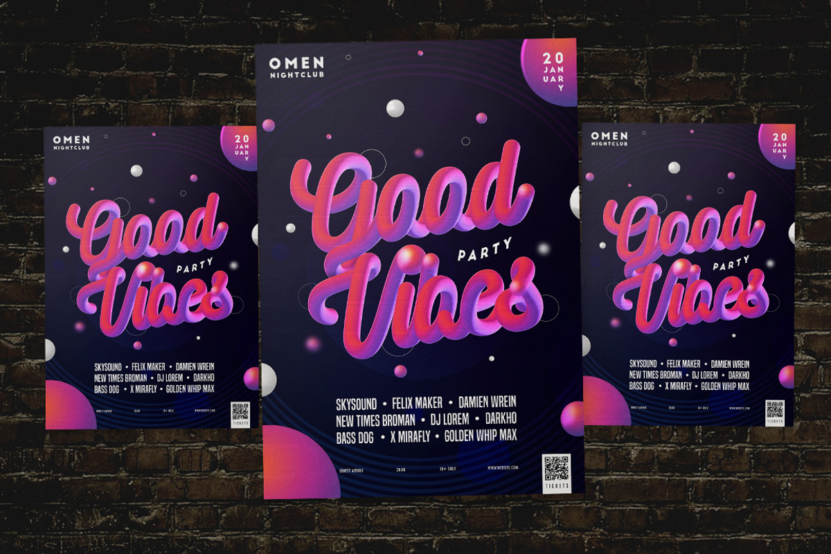 Good Vibes Party Flyer, a Flyer Template by NeonLeon (Photo 1 of 4)