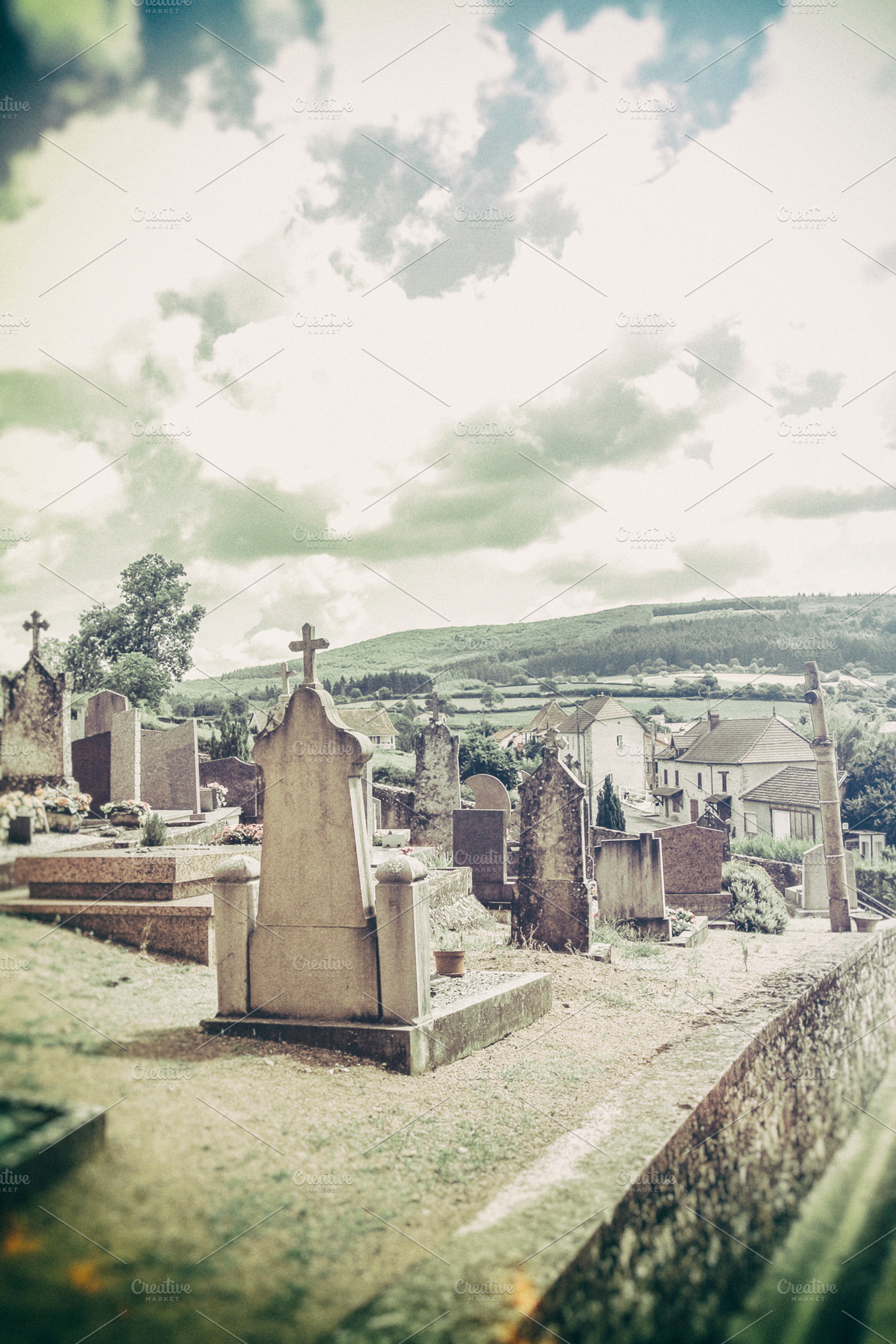 Tombstones on a graveyard