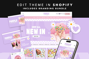 Purple Retro Shopify Theme Bundle, a Shopify Template by Template Twist Shop