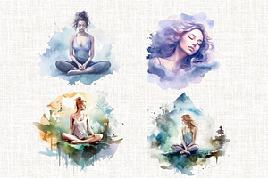 Watercolor Meditation Cliparts