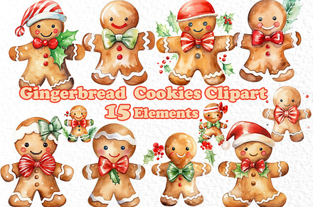 Gingerbread Cookies Clipart Xmas, a Seasonal Illustration by vivastarkids