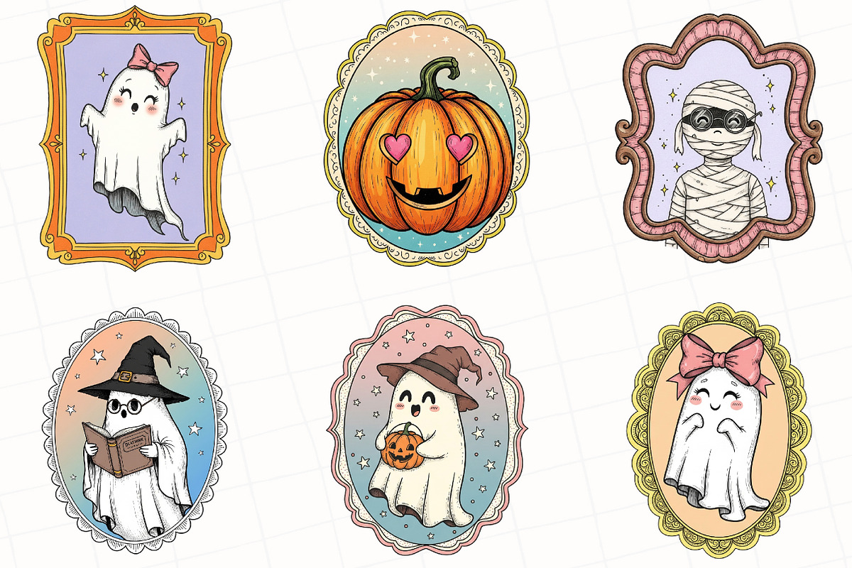 Vintage Halloween Frames Clipart, an Illustration by OK Design (Photo 3 of 5)