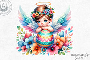 Watercolor Cute Angel Easter clipart, a Seasonal Illustration by ThatsDesignArt (Thumbnail 7 of 10)