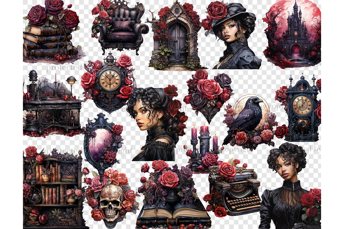 Gothic Black Woman Clipart, a Person Illustration by GlamArtZhanna (Photo 4 of 5)